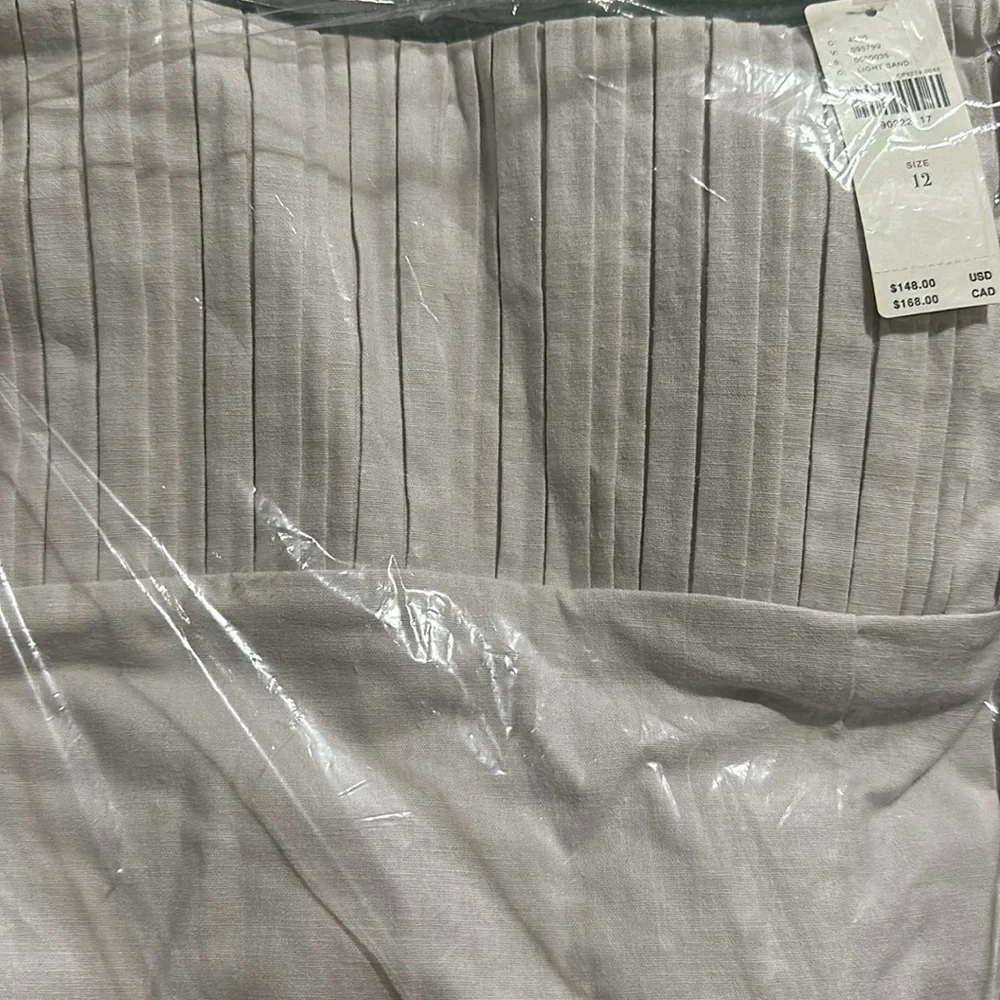 NWT! Anthropologie The Ophelia Sleeveless Linen Slim Mini Dress Maeve Light Sand - Picture 7 of 10